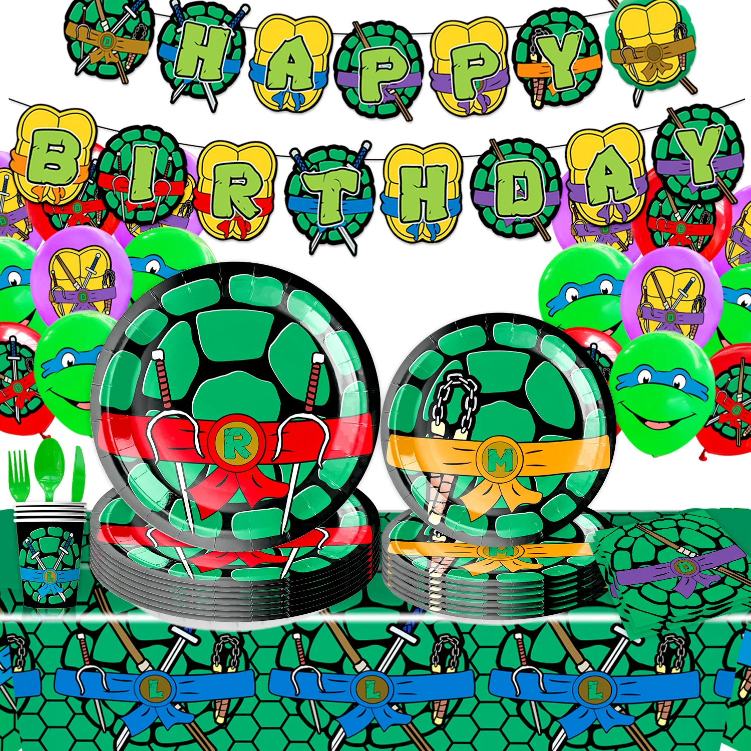 

Teenage Mutant Ninja Turtles Birthday Party Decoration Disposable Tableware Cup Plate Tablecloth Napkin for Kids Boy Baby Shower
