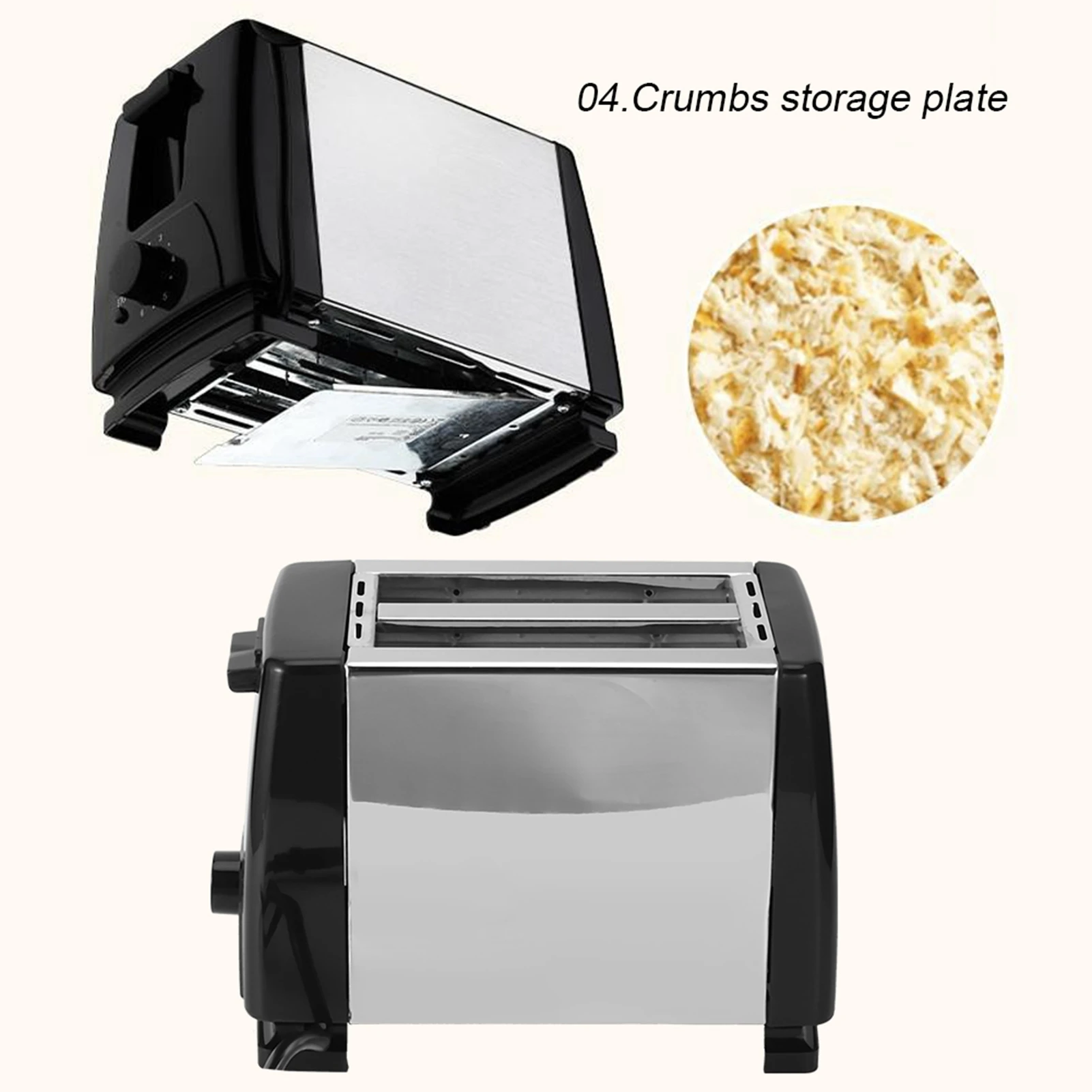 2 Slices Automatic Fast Heating Bread Toaster Home Breakfast Maker Machine Stainless Steel Toaster Oven Baking Cooking EU Plug