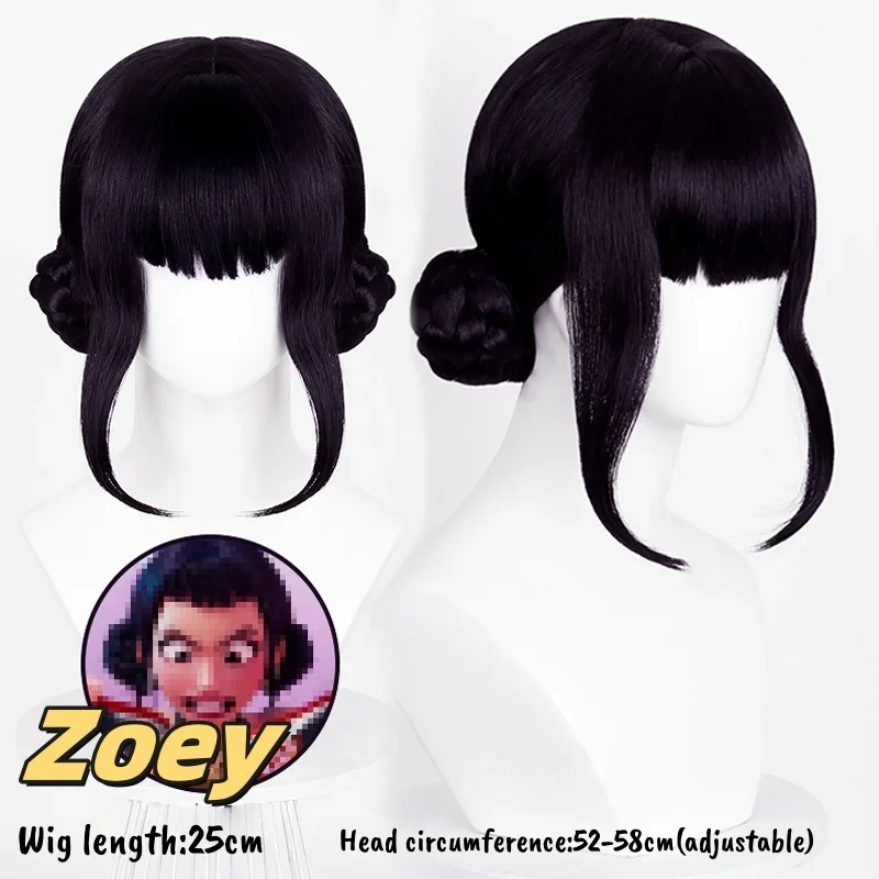 TEDPRBGE Peluca de pelo negro de anime para cosplay, peluca larga y recta con flequillo para disfraz de Halloween, pelucas de cosplay (negro