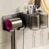 2025new Model 3 in 1 Wall Mounted Hair Dryer Holder Organizer  with Toothbrush Cup Holder Shelf for Blow Dryer,Brushes,Cosmetics 1