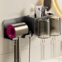 2025new Model 3 in 1 Wall Mounted Hair Dryer Holder Organizer  with Toothbrush Cup Holder Shelf for Blow Dryer,Brushes,Cosmetics 1
