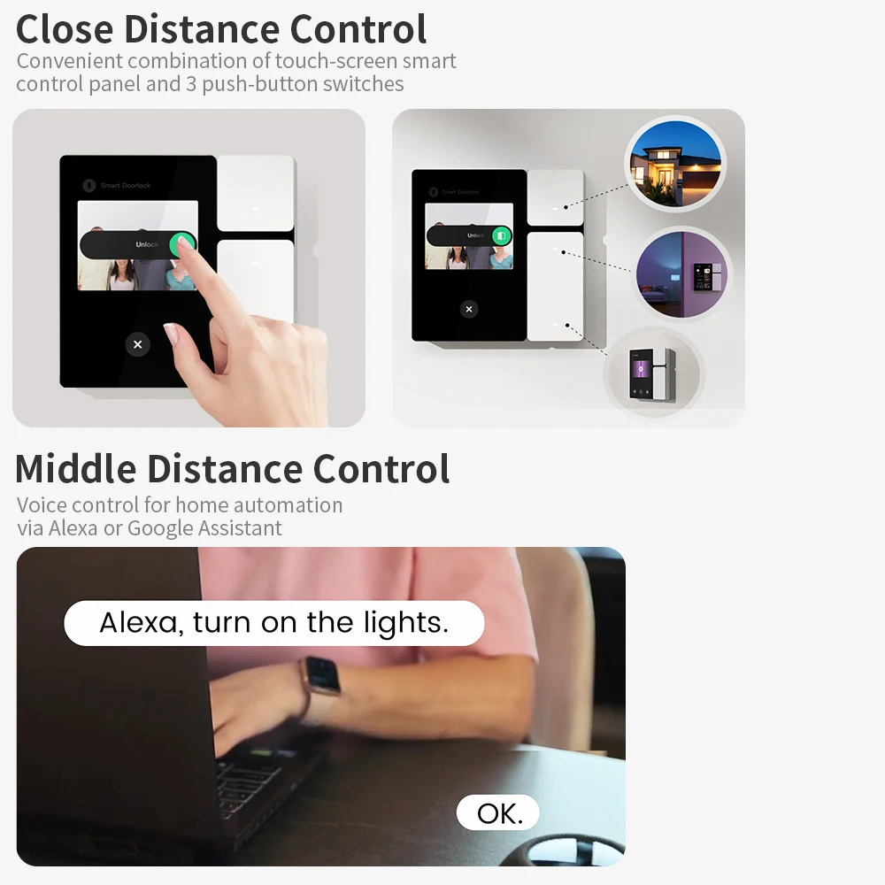 3-Switch WiFi Smart Panel, 3.5" Touch LCD, SigMesh, IR Remote Control. Works wit