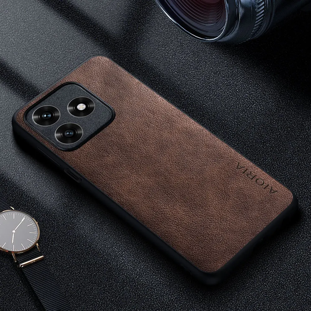 Premium Luxury PU Leather Retro Business Style Solid Color Phone Case Cover