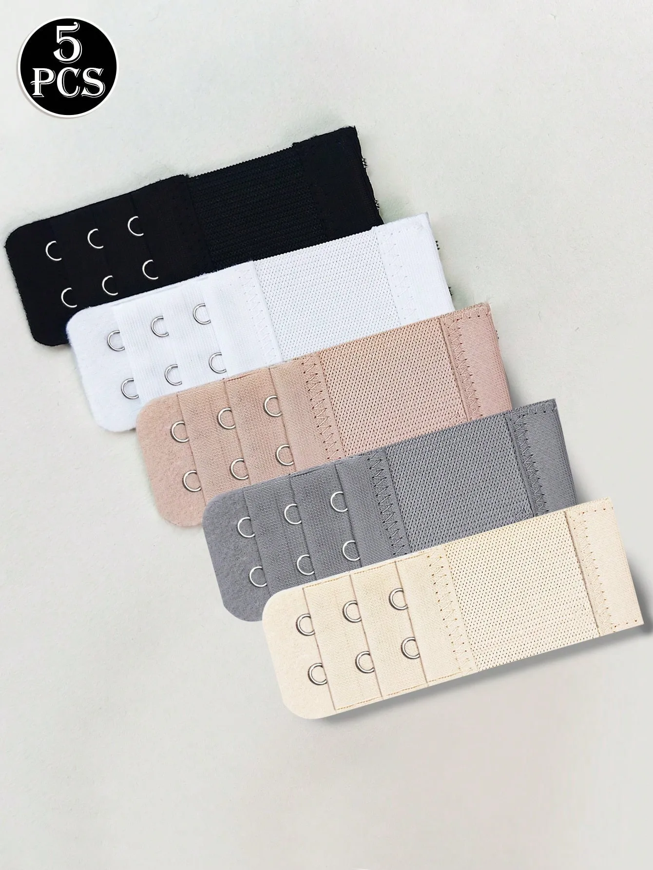 5-Pack Bra Extender Clips - Extended Two-Row Buckle Design, Comfortable Adjustable Elastic Non-Slip Shoulder Straps, Bra Back Buckle Extender Clips