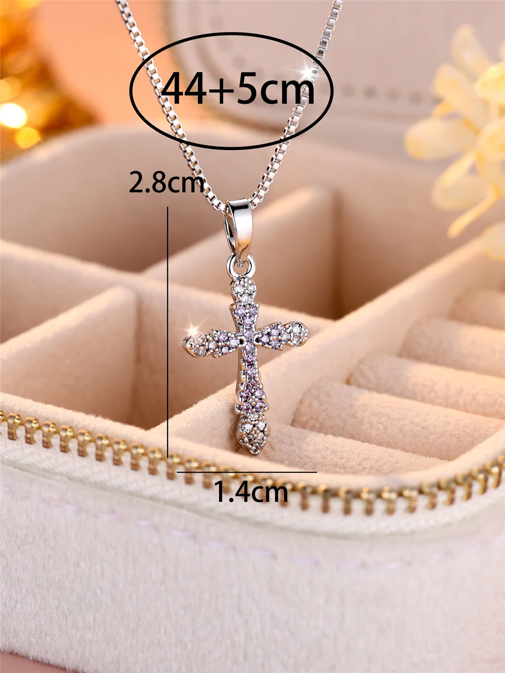 Luxury Female Cross Pendant Necklace Vintage Yellow Gold Color Wedding Jewelry For Women