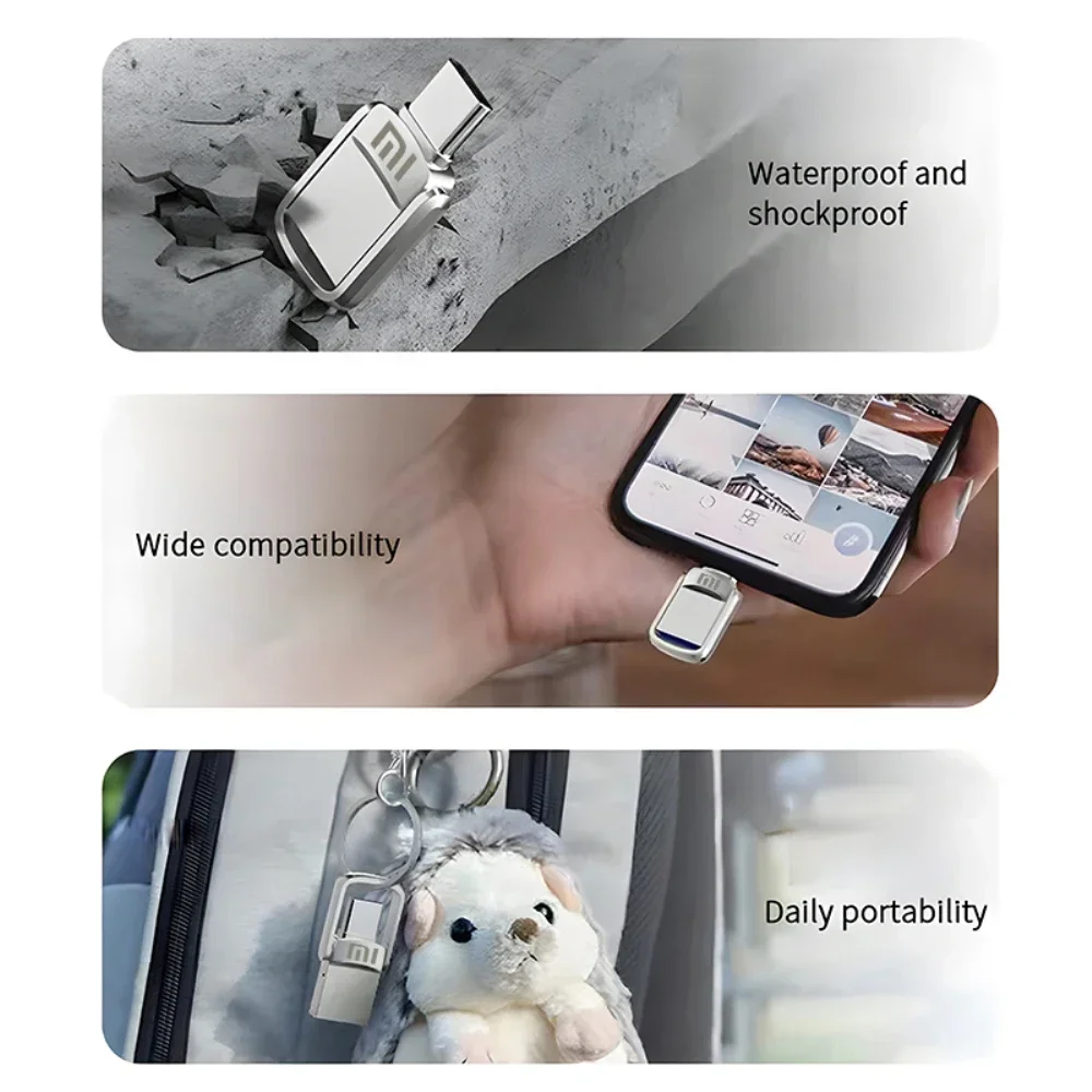 Xiaomi 2TB USB 3.1 U Disk Type-C Interface 1TB 512GB Mobile Phone Computer Mutual Transmission Portable USB Memory Flash Drive
