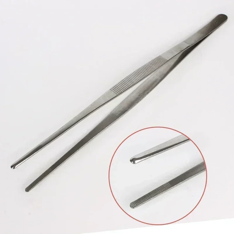 Barbecue Food Tong Stainless Steel Straight Curved Toothed Tweezer Home Medical Garden Kitchen BBQ Tool