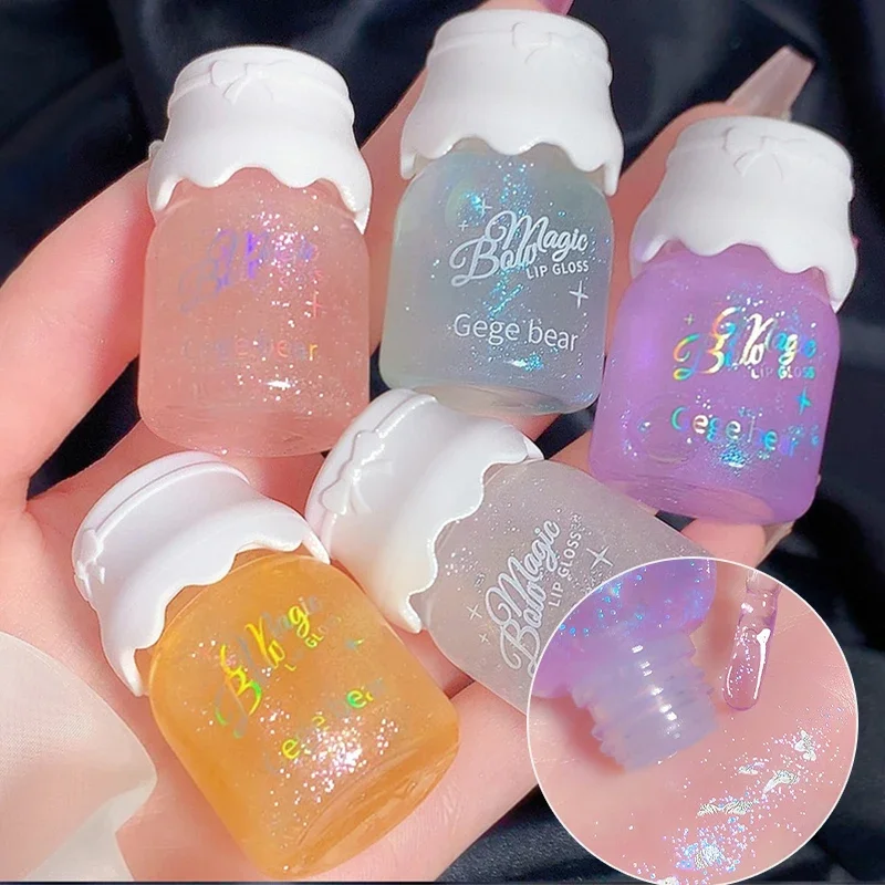 Cute Milk Jar Lipgloss Lip Plumper Oil Colorless Glitter Lipgloss Long Lasting Moisturizing Lipstick Makeup Cosmetics lip makeup lip glaze lip lacquer lip tint lip stain lip gloss lip oil lip plumper