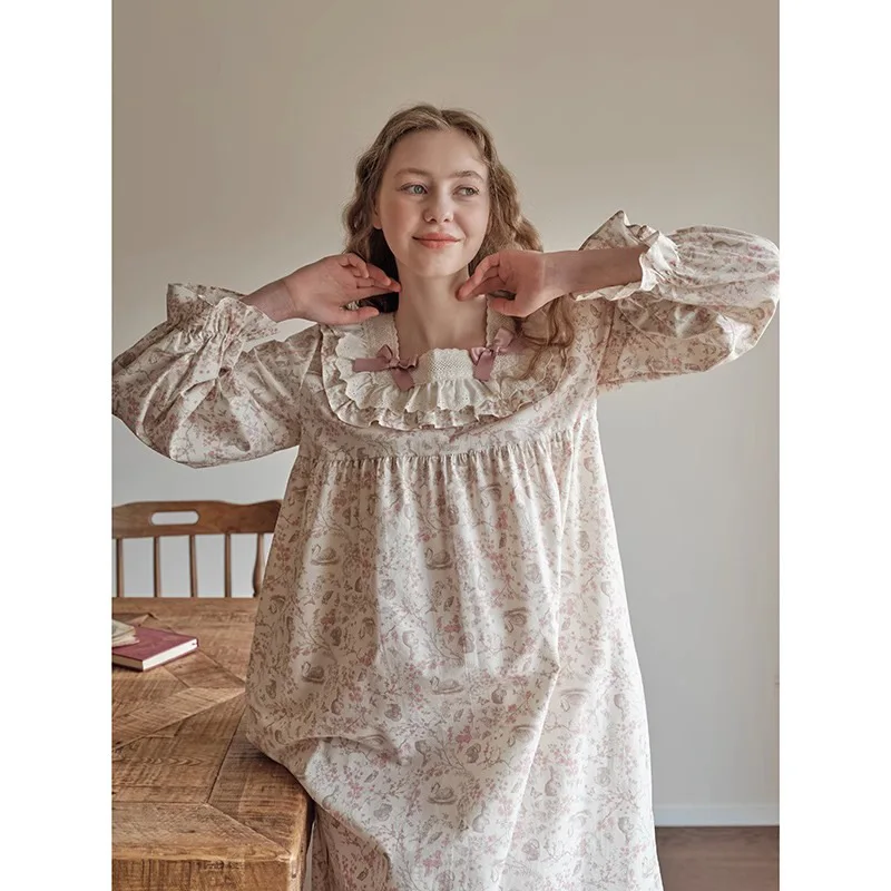 جديد الربيع والخريف السيدات ثوب النوم لطيف الحلو ا...