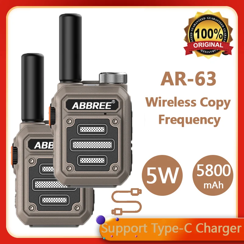 2PCS ABBREE AR 63 미니 무전기 무선 스캐너 스테이션 아마추어 무선 장치 TypeC 충전기 무선 복제 주파수 VOX ...