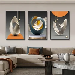 Luxury Abstract Geometric Wall Art Canvas Prints - Set of 3 - 50x70cm Unframed (ZLH3782 - 3pcs)