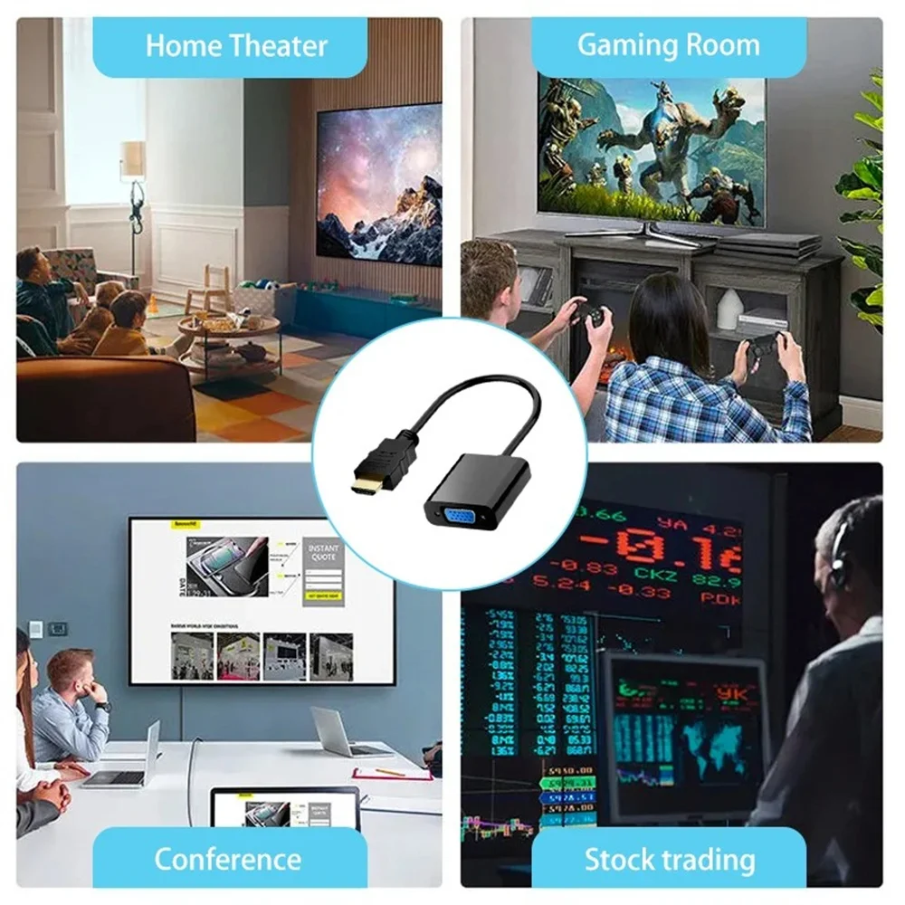 1080P HDMI-compatible To VGA Adapter Converter Cable HDMI Male To Female Digital Analog Video Cable Converter for Tablet laptop