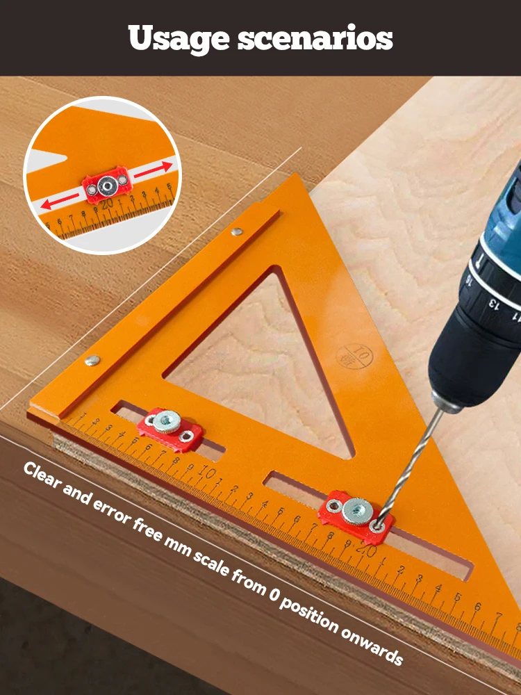 2-in-1 Rafter Square Punching Positioning Triangle Ruler Adjustable Slider Precision Bakelite Right Angle Ruler Carpentry