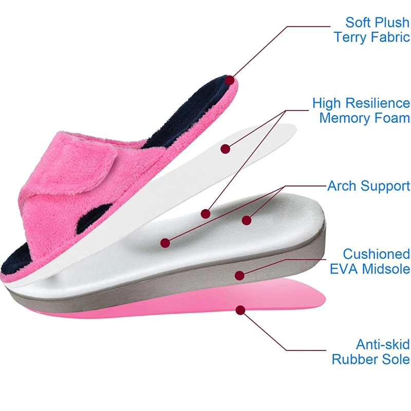 Pallene Cross Band Cotton Slippers Women Indoor Fuzzy Slippers For Ladies Non-slip Cozy Flats Slippers Open Toe House Slippers 3