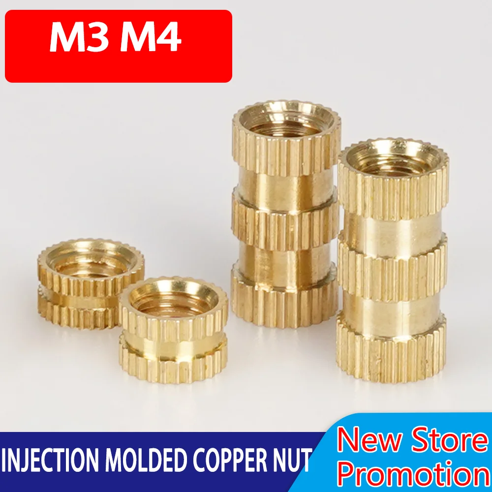

M3 M4 Brass Insert Nuts Knurled Hot Melt Molding Copper Heat Set Threaded Inserts Embedded Nutsert for 3D Printing Plastic Part