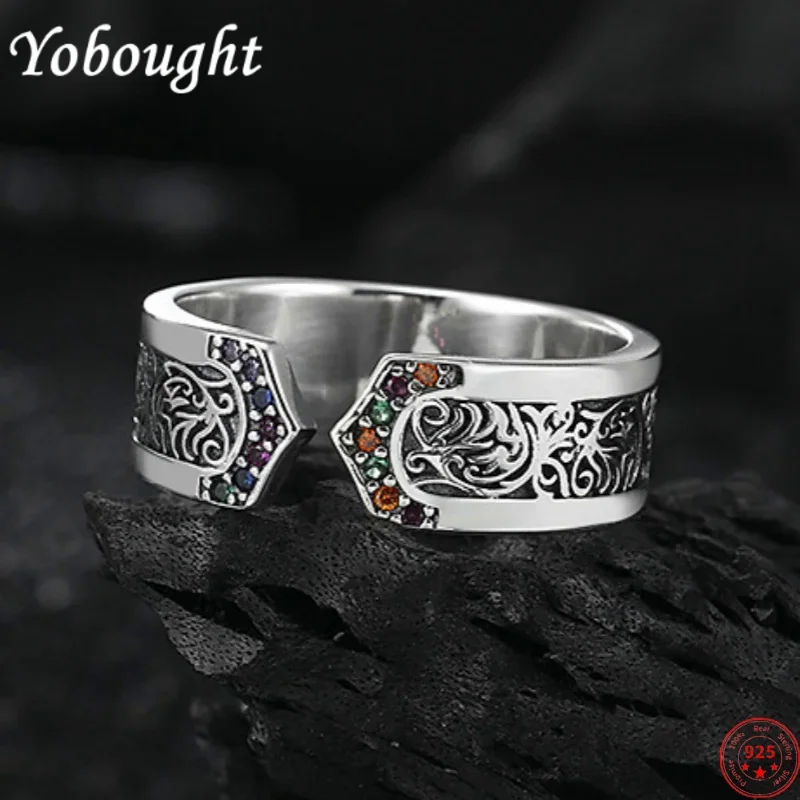 S925 sterling silver rings for Women New Fashion Relief eternal rattan pattern micro inlaid colored zircon jewelry free shipping