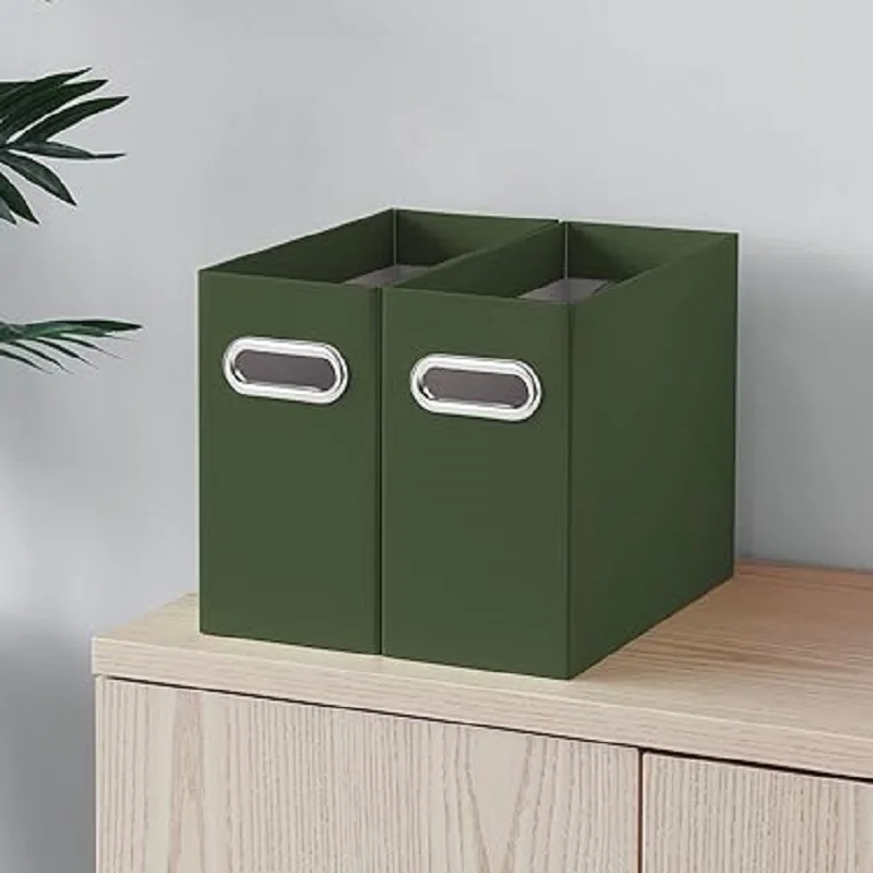 Makeasy File Organizer Storage Box Cardboard File Folder Organizer Collapsible Box for Hanging Folders With Handle