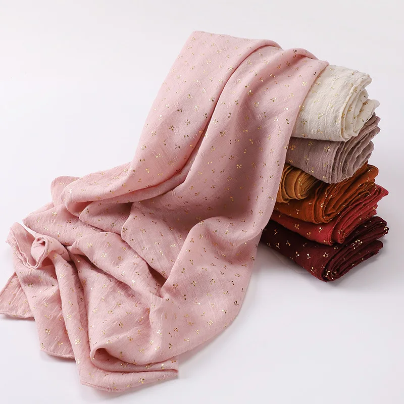 Baumwolle Hijabs Für Frau Lange Bronzing Muslimische Frauen Floral Lange Hijabs Islam Kopf Schals Stirnband Turban Headwrap – Detail 14