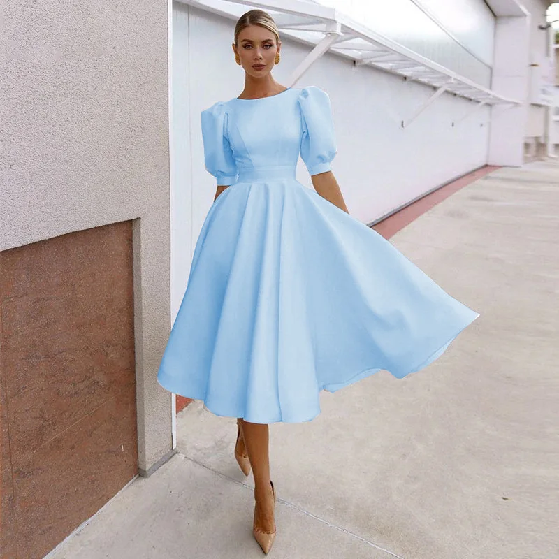 

Spring Summer New Solid Color Slim Women Dress Robe Femme Dress Vestidos De Fiesta Elegant Evening Party Dresses For Women 2024