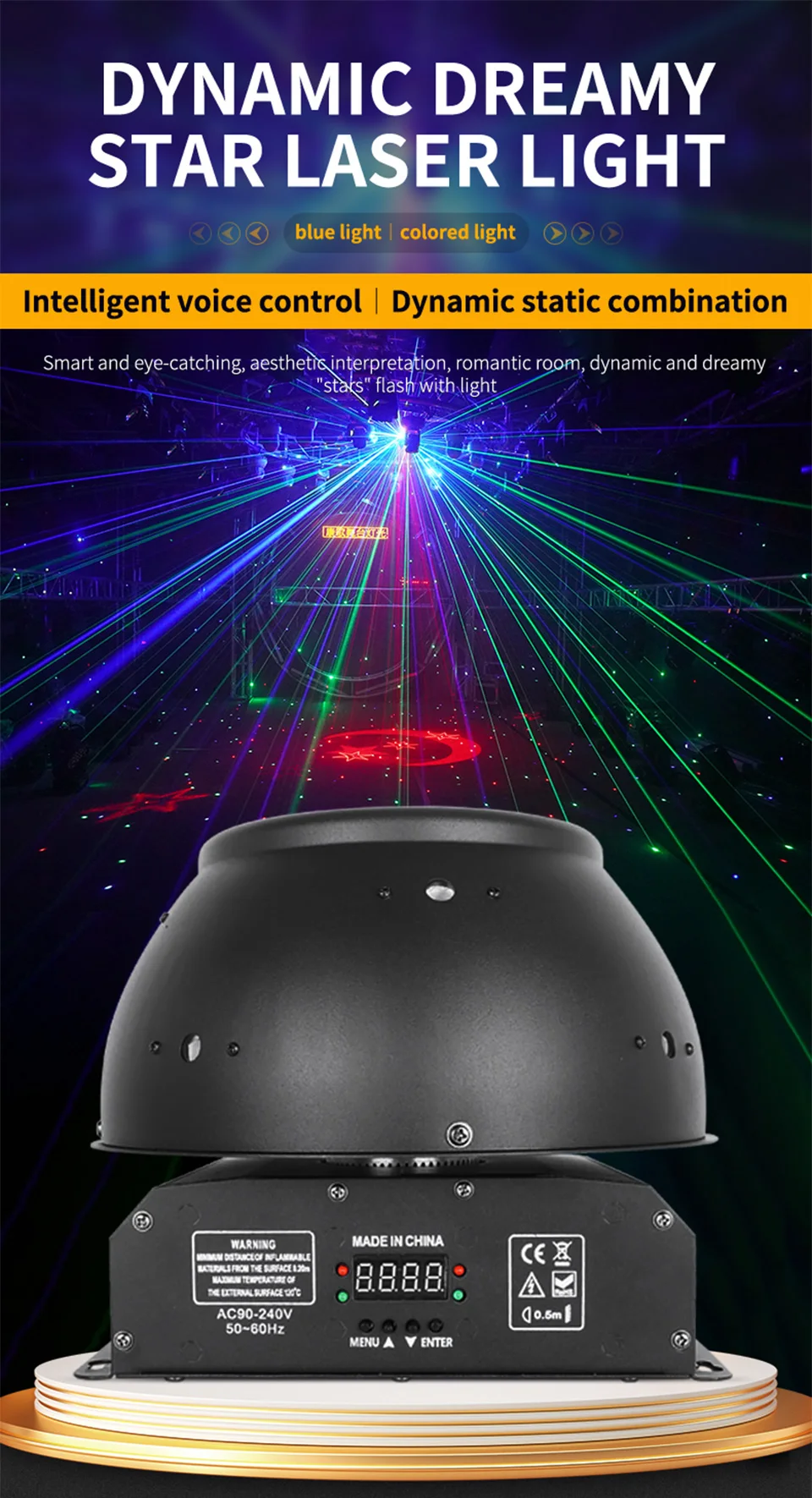 RGB DJ Laser Light Disco Stage Lighting Effect DMX Controller Full Color Stars L