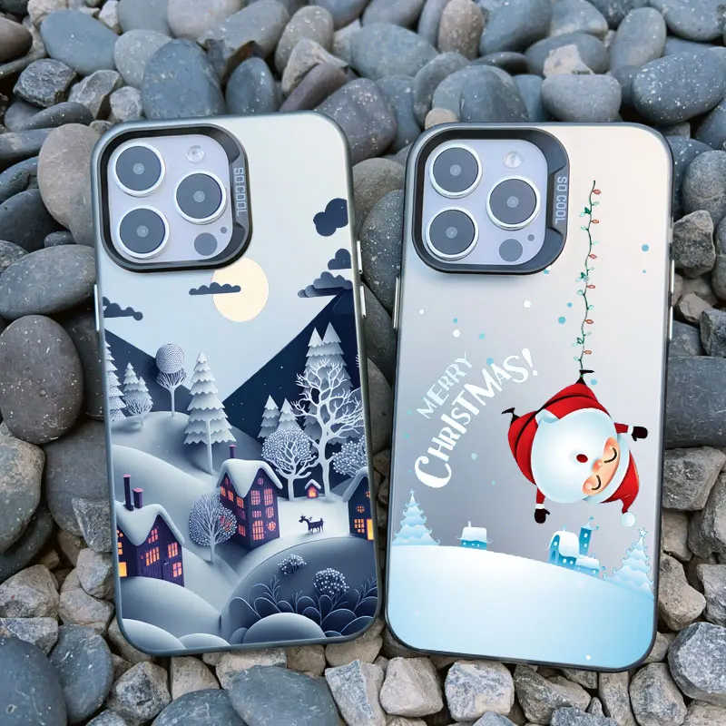 Schneelandschaft Weihnachten Handyhülle für iPhone 17 16 15 Pro Max 14 13 12 Mini 11 Pro Max 16 15 14 Plus Laser-Cover