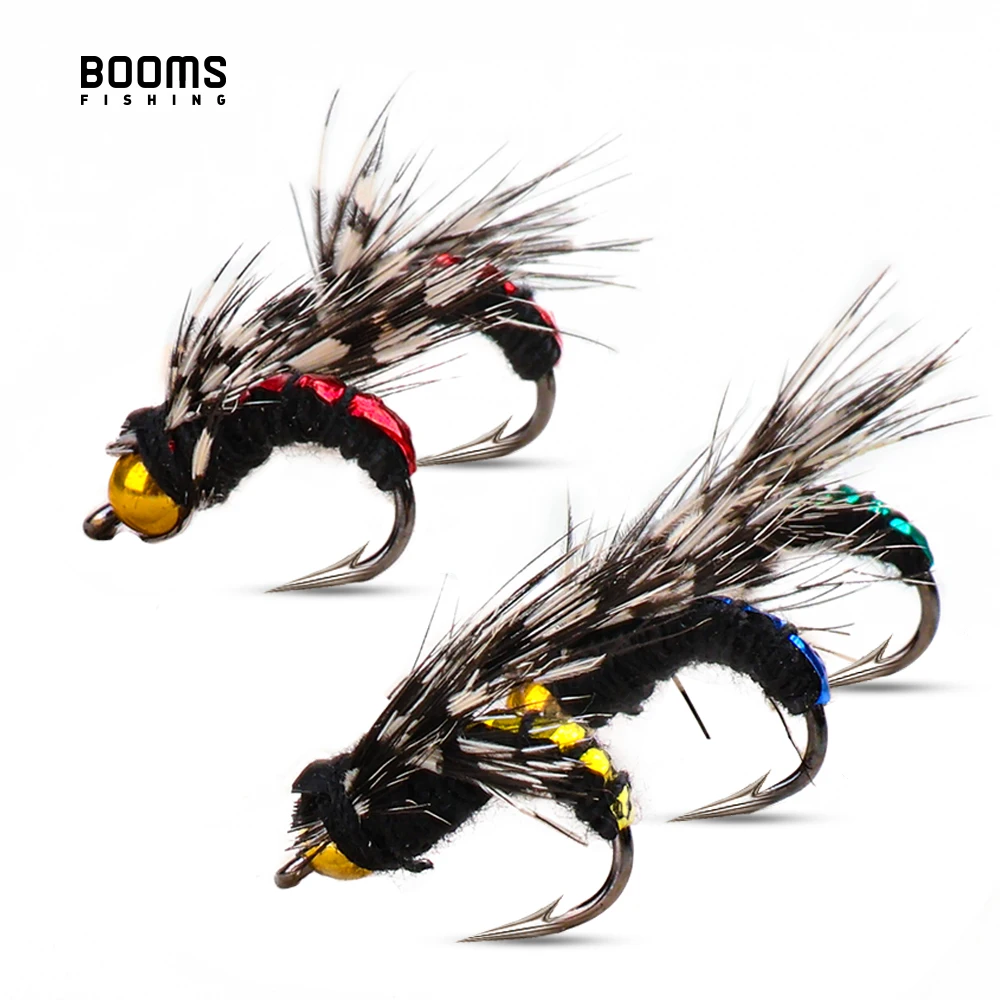 Booms Fishing Fy1 10Pcs Fly Fishing Lure Brass Bead Head Fast Sinking Nymph Scud Fly Bug Worm Trota Mosche Artificiali Esche Esche
