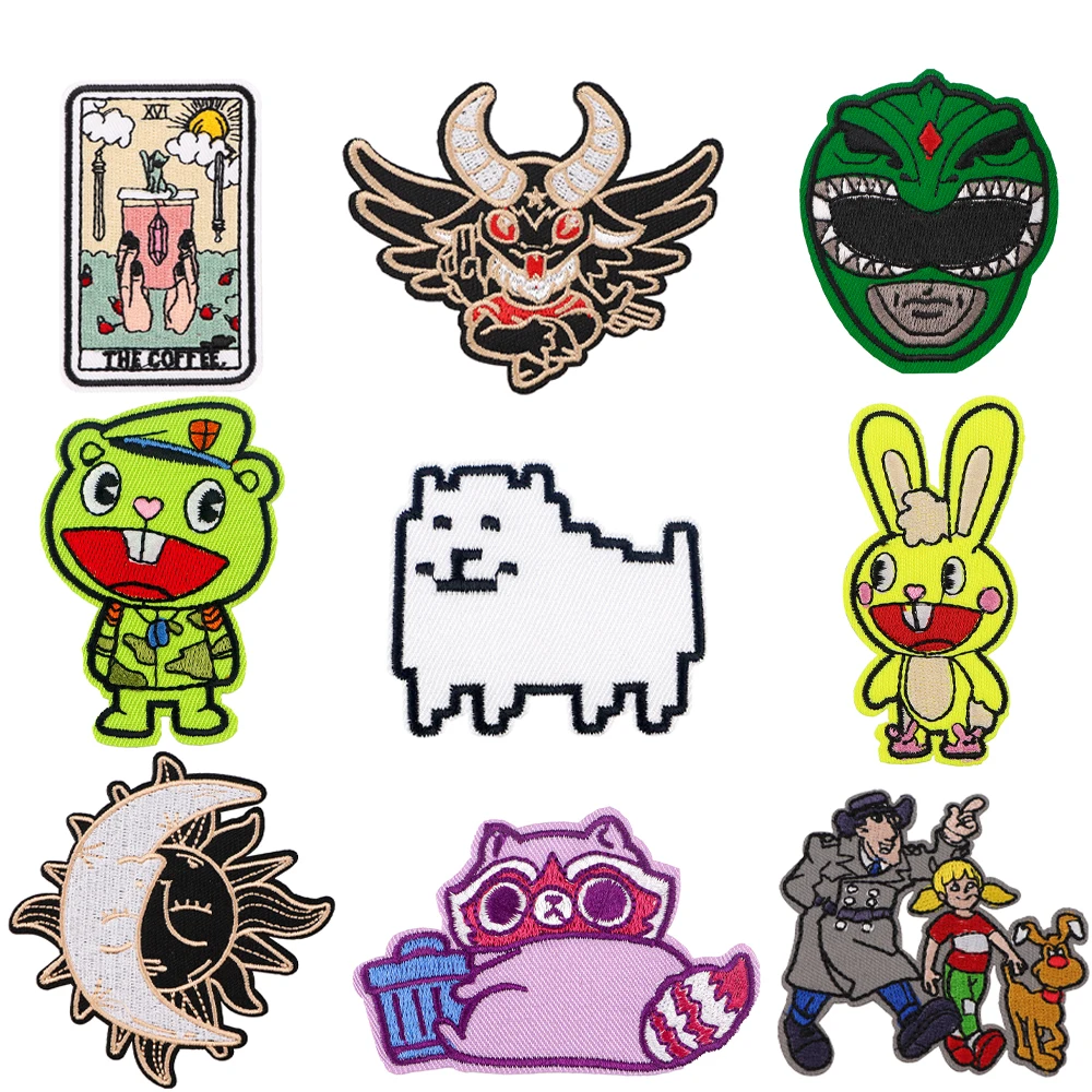 Yellow Rabbit Cartoon Embroidered Patches for Clothing Patches on Clothes Stickers Iron on Patches Stripes DIY Appliques