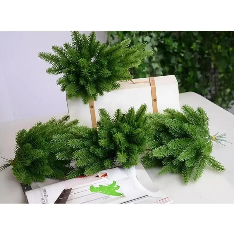 10Pcs Artificial Simulation Pine Branches Christmas Tree Accessories DIY New Year Party Decorations Xmas Ornaments Kids Gift