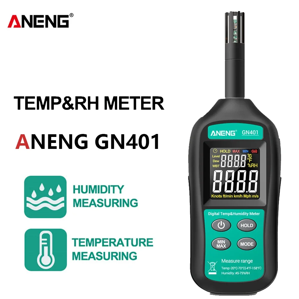 ANENG GN401 Mini Temperature Humidity Meter Handheld No Contact Precision  Digital Air Thermometer Hygrometer Gauge Tester