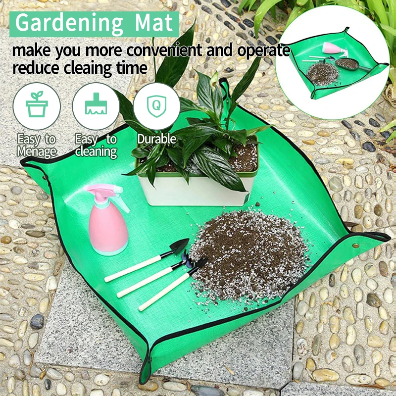 Planting Mat PE Square Gardening Mat Waterproof Plant Potting Foldable Garden Repotting Pad Anti-dirty Transplanting Tarp