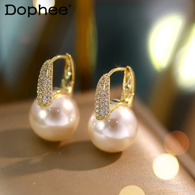 

French Retro Imitation Large Pearl Earrings Women's 2023 New Fashion Eardrops Temperament Entry Lux High Sense Ear Studs Jewelry