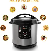 12 Quart Digital Pressure Cooker with 15 Preset Options and Glass Lid, Silver 2