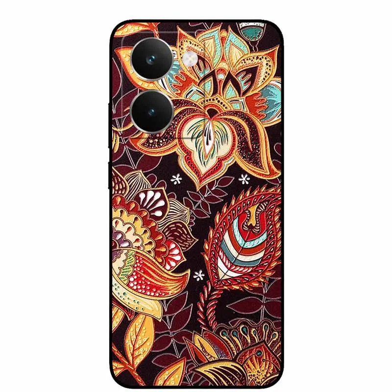 Vintage 3D Embossed Silicone Back Cover – Black Retro Design
