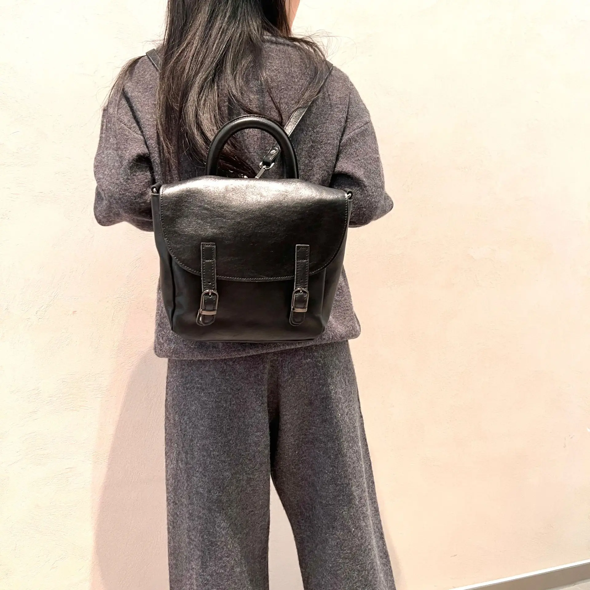 Leather Women's Bag Vintage Handmade First Layer Plant Tanned Cowhide Backpack Crossbody Bag Messenger Purses And Handbag