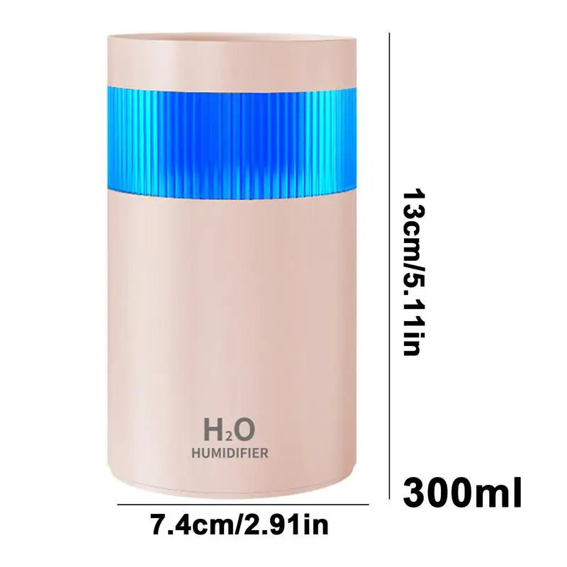 Quiet Air Humidifier Small Ultrasonic Air Humidifiers 300ML Rechargeable Auto Shut-Off Humidifiers With Colorful Lights