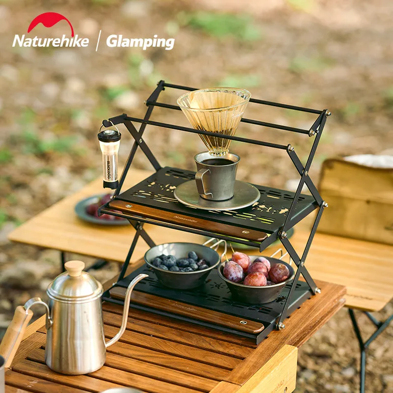 

Складная Двухуровневая настольная полка Naturehike из нержавеющей стали, стеллаж для кемпинга, пикника, походов, фруктов