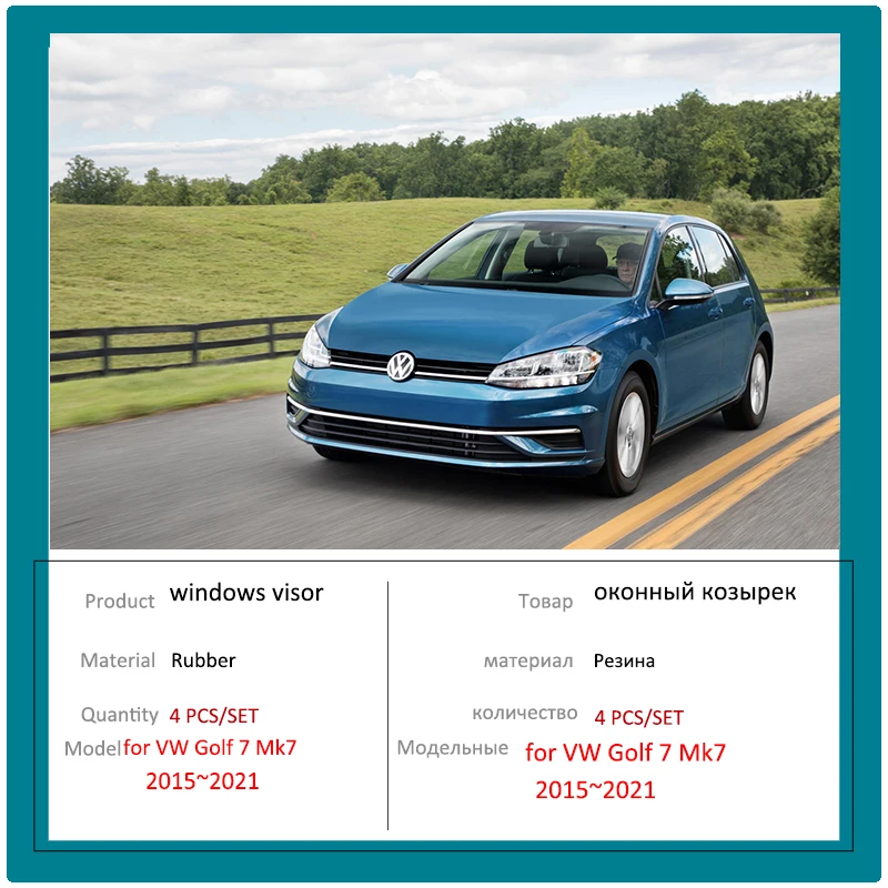 4X Car Deflectors For Volkswagen Golf 7 Mk7 Accessories 2013~2021 Car Side  Windows Rain Visor Sun Smoke Guard Cover Accessories - AliExpress