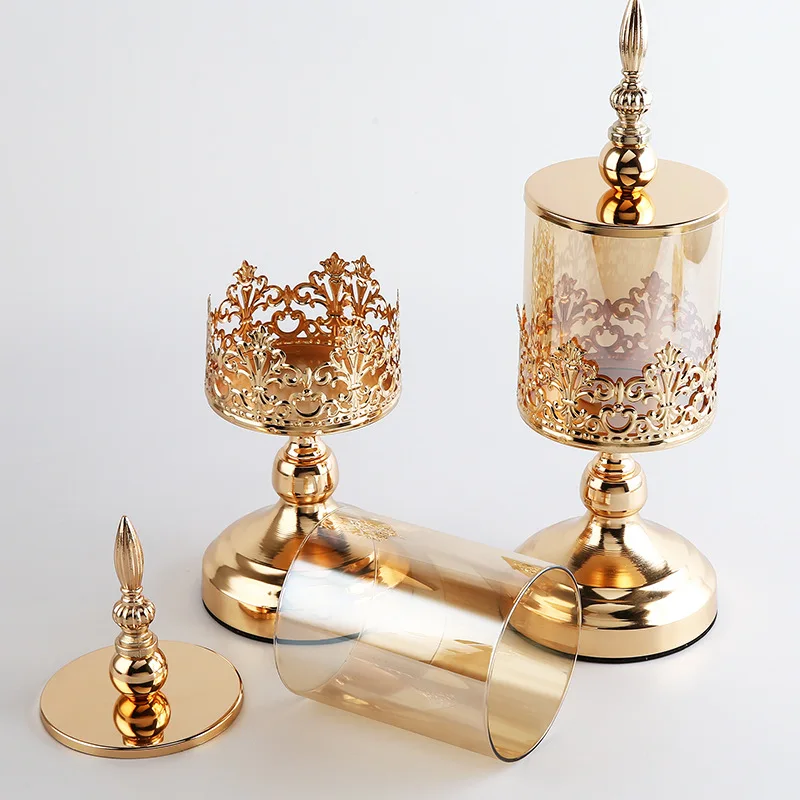 European Glass Storage Jar Luxury Embossed Jewelry Cosmetics Cotton Swab Box Gold Border Craft Candy with Lid Home Ornament
