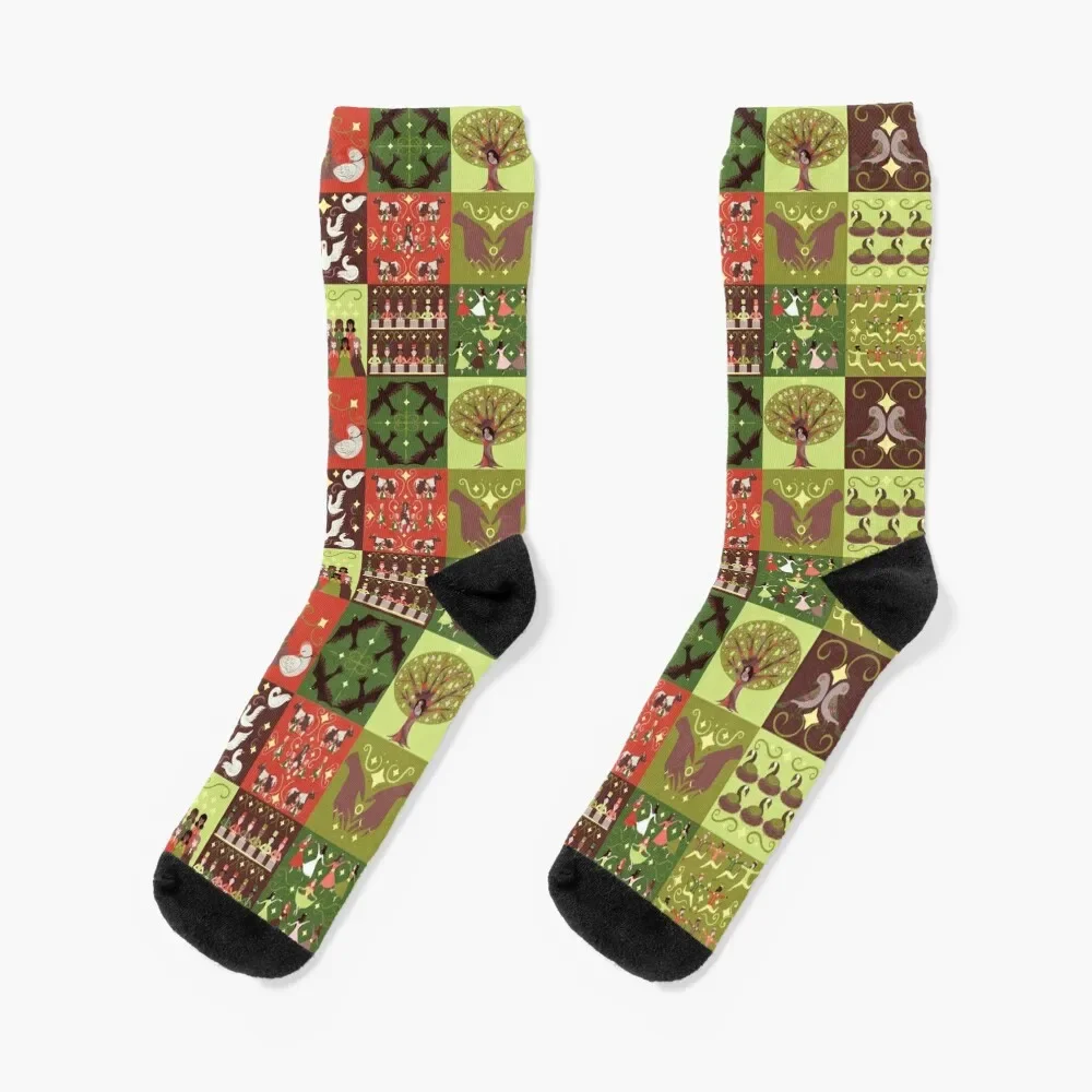 

The Twelve Days of Christmas Socks luxe Thermal man winter Run funny sock Socks Girl Men's