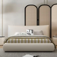 Ensemble de meubles de chambre à coucher moderne et tendance, lit double avec dossier souple, tête de lit, table de chevet, tiroir, ensemble complet de meubles de chambre à coucher 2