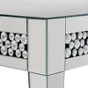Rectangle Mirrored Coffee Table, Silver Living Room Table with Cryatal Diamond Inlay 6