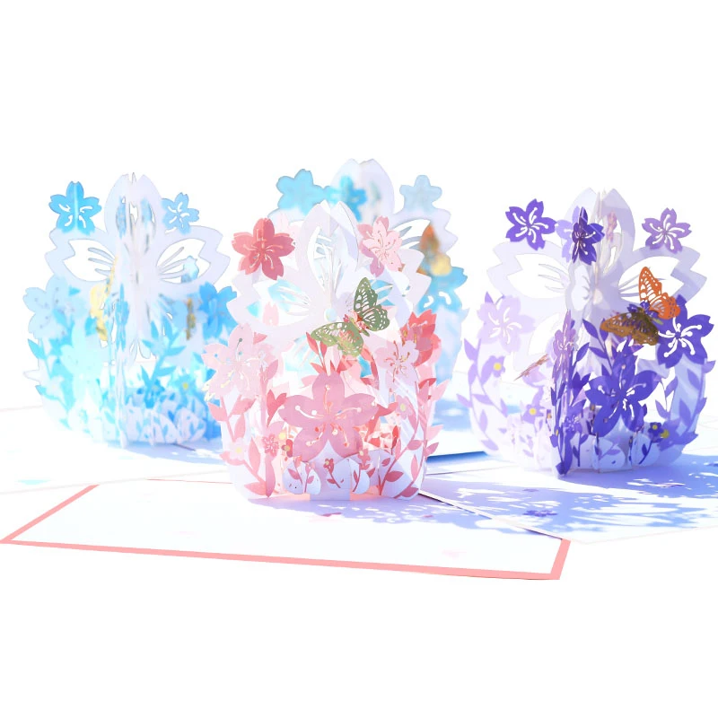 3D Cherry Blossoms Pop Up Greeting Card, Valentine's Day, Wedding Invitation, Girlfriend, Anniversary, Peace Card, Birthday Gift