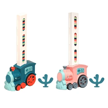 Montessori Domino Brick with Sound Light Dominoes Blocks Automatic Laying Domino Train Blocks Educational Game Kits for Children 1