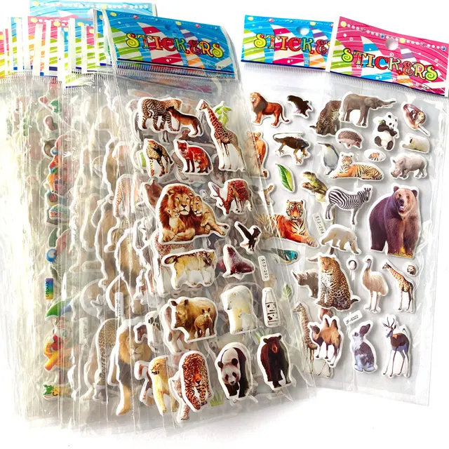 10 Sheets 3D Puffy Stickers Animals Bulk Stickers Scrapbook Decoration Birthday New Year Christmas Gifts for Kids Boys Girls 1