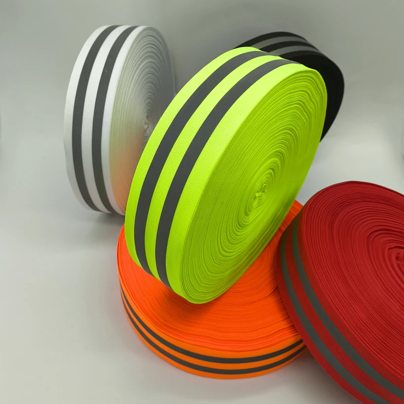 50mm wide safety reflective tape cloth woven tape for sewing reflective woven decorative strip, 3 meters long