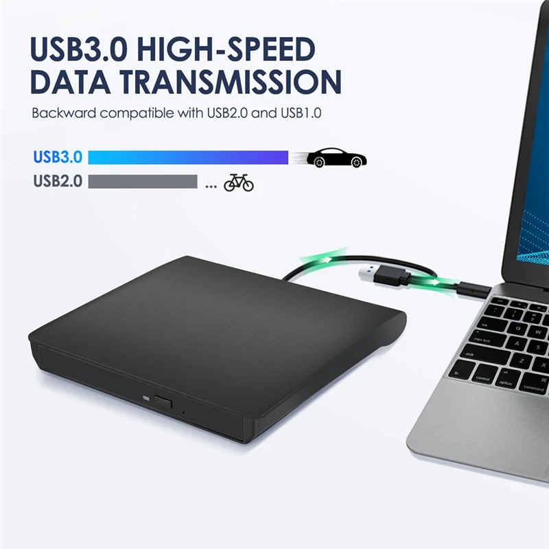TCES-External CD DVD +/-RW Drive, USB 3.0 & USB-C Portable CD & DVD ROM Burner Player Reader Writer Rewriter Disc Drive