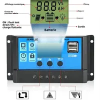 Contrôleur de charge de panneau solaire 12V 24V PWM MPPT 10A 20A 30A, régulateur de charge de batterie automobile, sortie USB 5V, PV max 50V DC 4