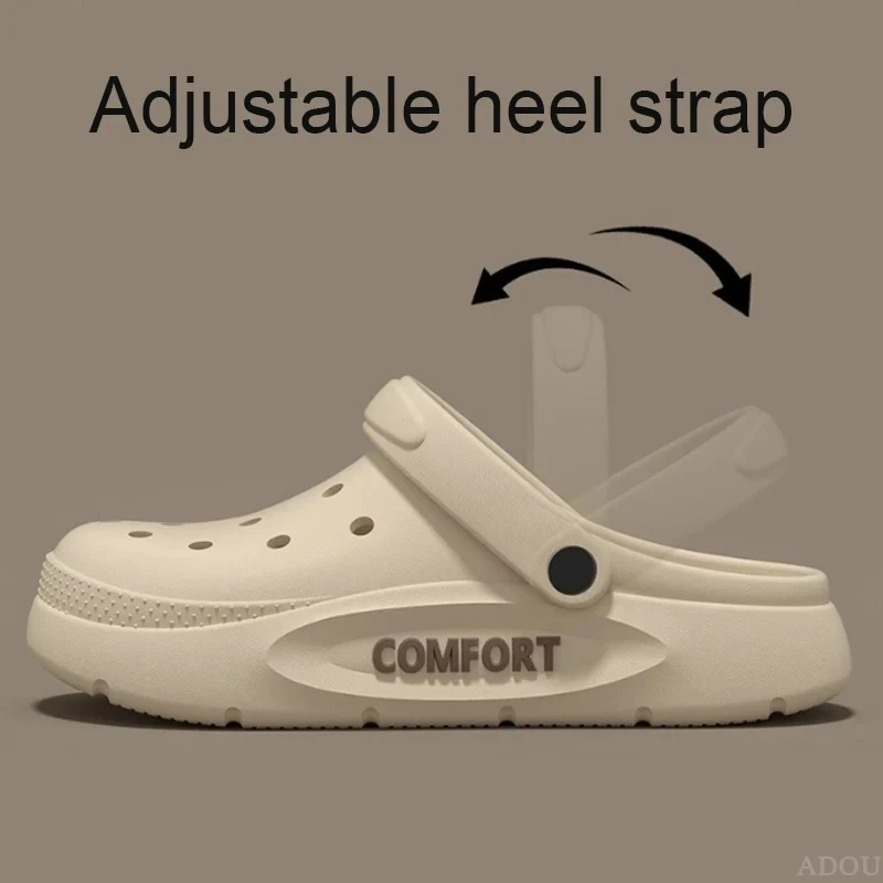 Women's Men's Slippers Summer Anti-Slip Couple Hollow Covered Toe Indoor Outdoor Casual Thick Bottom Sandals for Home Adults - 3
