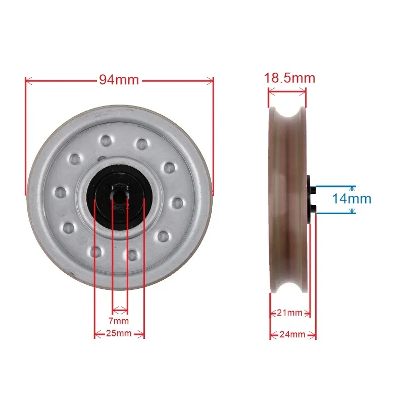 KONE 엘리베이터 문짝 행잉 휠 직경 94mm 두께 18.5mm, 내경 약 8mm, 1 개 적용 가능