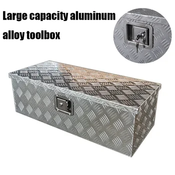 Caja herramientas aluminio alta resistencia para camioneta, con asa lateral y llaves bloqueo, caja almacenamiento